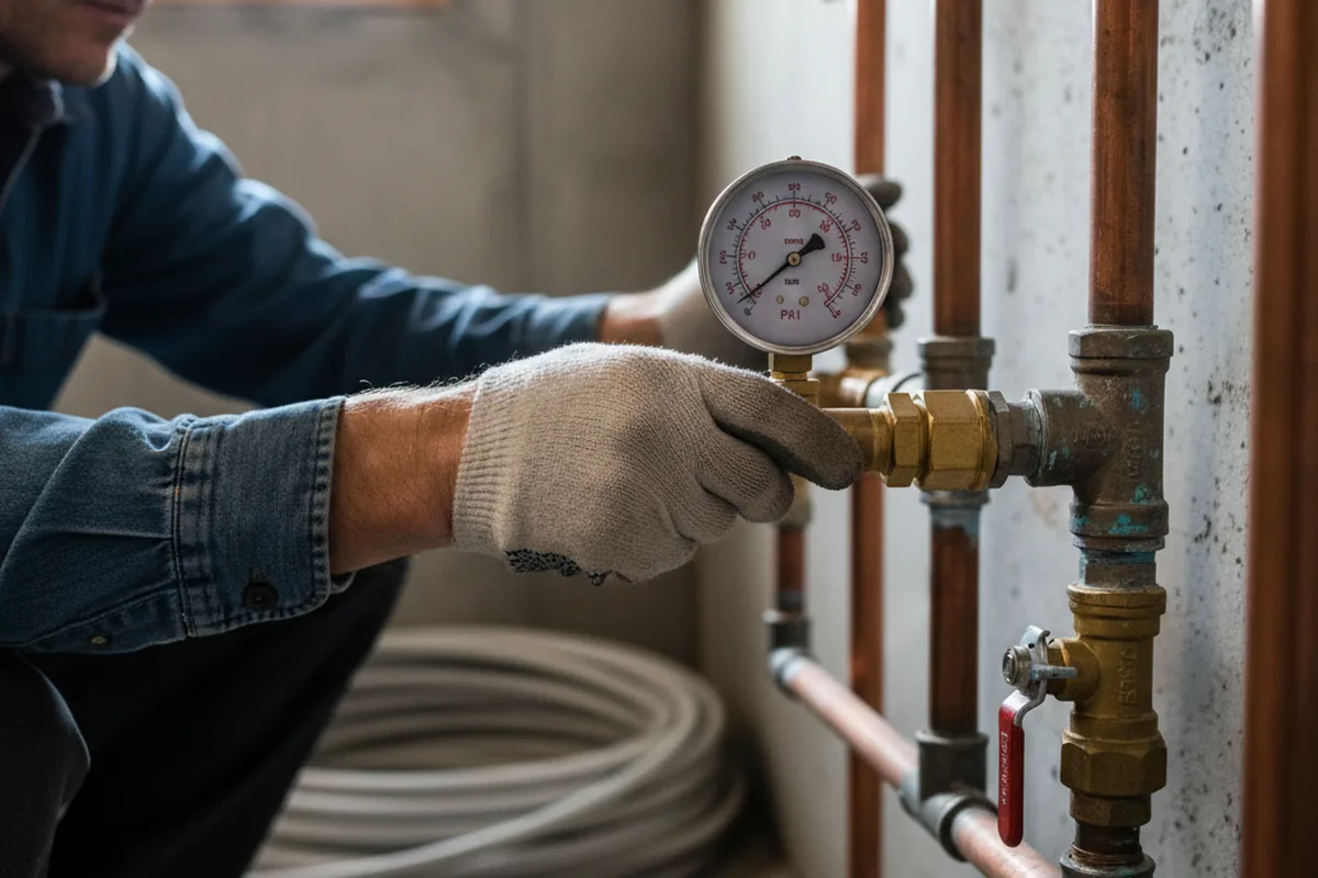 Pressure testing a repaired line during Water Line Repair in Ringsted